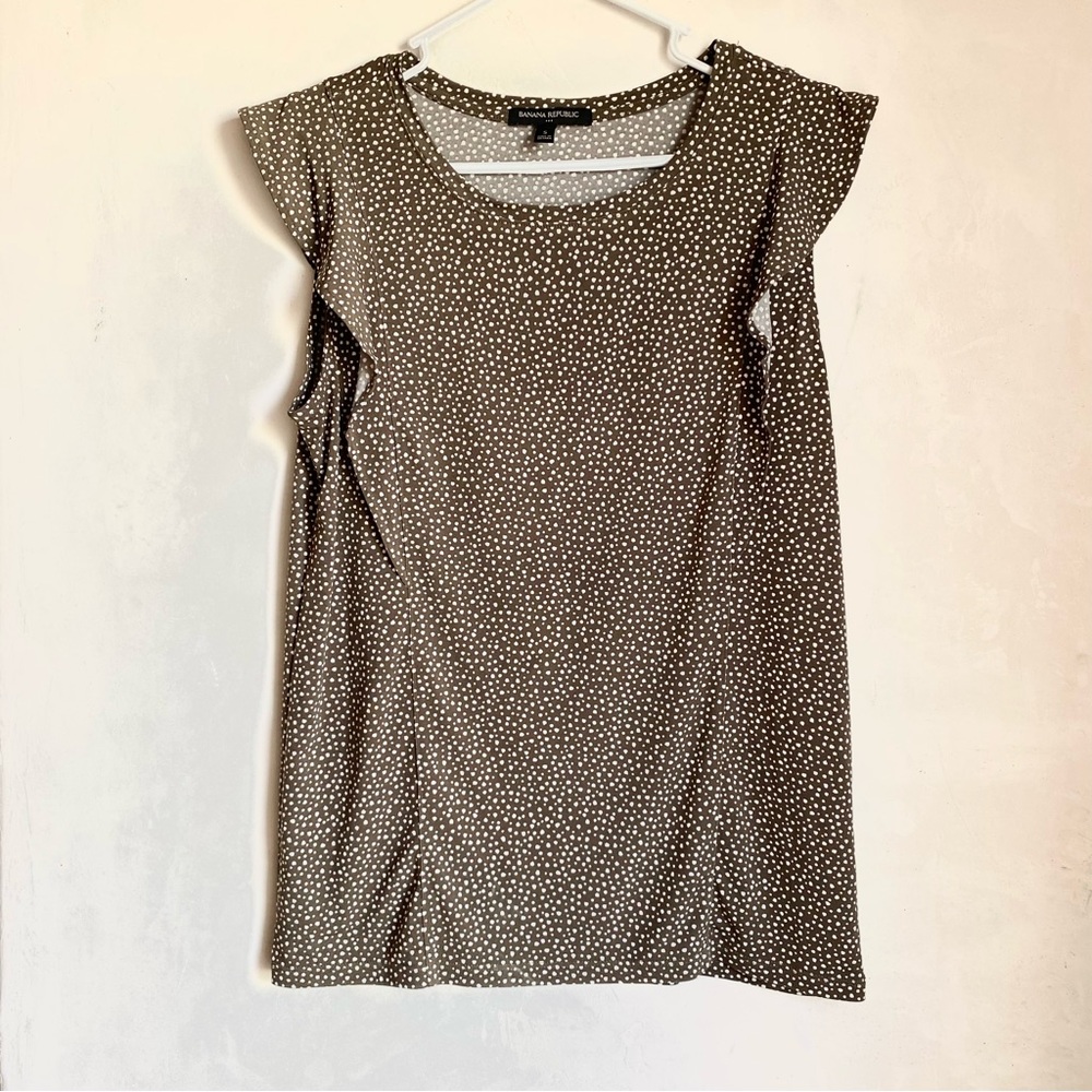 Banana Republic Women's Sleeveless Brown & White Polka Dot Top